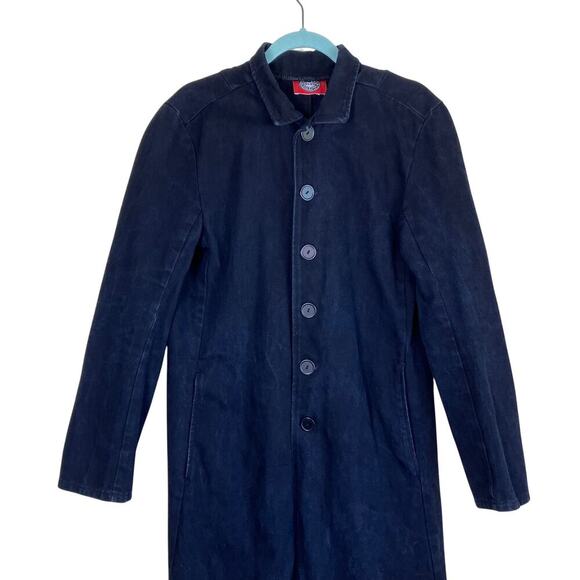 Red Balls On Fire Vtg Matrix Coat Trench Coat Mens Small Black Full Length - Picture 4 of 16